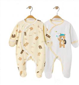 img 4 attached to Unisex Baby Footed Pajamas 0-3 Months - 100% Cotton Infant Footie Unionsuit With Built-In Mittens For Sleep And Play By COBROO