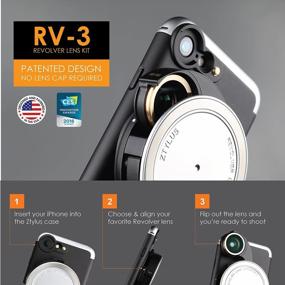 img 3 attached to Ztylus 4 In 1 IPhone 8 Plus / 7 Plus Revolver Lens Комплект камеры смартфона: сверхширокоугольный, макросъемка, «рыбий глаз», CPL, защитный чехол, камера телефона, фото-видео (серебристый)