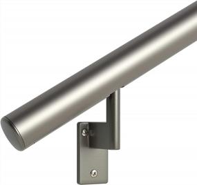 img 4 attached to Champagne Anodized Aluminum Handrail Kit With 2 Wall Brackets And Flush Endcaps - 3 Feet Long, 1.6 Inch Round