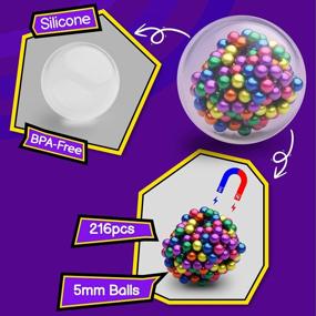 img 2 attached to LiKee Original Piaji Balls Filled With 216Pcs 5Mm Magnetic Bead, Fidget Toys For Adult Stress Relief ADHD Autism, Squeeze Exerciser For Grip Hand Finger Wrist Strengthen Training