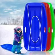 heavy duty plastic snow sled for skiing and sledding fun - atalawa toboggan sleigh board for both men and women logo