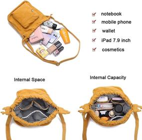 img 1 attached to 👜 Stylish Canvas Crossbody Drawstring Bucket Shoulder Handbags & Wallets - Ultimate Crossbody Bags for Women