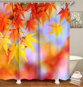 img 4 attached to Fall Shower Curtain Set With 12 Hooks | LIVILAN Autumn Maple Leaves Home Decorations | Machine Washable 72X72In Thanksgiving Bathroom Decor