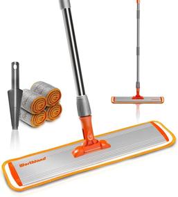 img 4 attached to 🧹 Premium Worthland Mops with 4 Reusable Microfiber Pads | 18" Wet and Dry Mop for Hardwood & Tile Floors - Ultimate Household Cleaning Tools