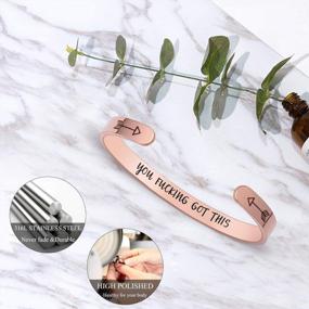 img 2 attached to Personalized Christmas Gifts: Engraved Inspirational Mantra Cuff Bangle - Rose Gold Bracelets For Women, Perfect For Uplifting Spirits