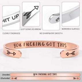 img 3 attached to Personalized Christmas Gifts: Engraved Inspirational Mantra Cuff Bangle - Rose Gold Bracelets For Women, Perfect For Uplifting Spirits