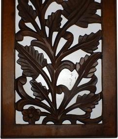 img 1 attached to Benjara Rectangle Mango Wood Wall Panel With Hand Crafted Leaves And Scroll Work Motif - Brown