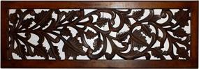 img 3 attached to Benjara Rectangle Mango Wood Wall Panel With Hand Crafted Leaves And Scroll Work Motif - Brown