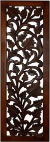 img 4 attached to Benjara Rectangle Mango Wood Wall Panel With Hand Crafted Leaves And Scroll Work Motif - Brown