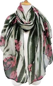 img 3 attached to Stylish and Lightweight Poppy Flower Oblong Scarves & Wraps for Women by GERINLY