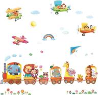 🐘 decowall dl-1406al1901 animal trains & biplanes xlarge wall stickers - fun and playful kids nursery décor логотип