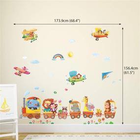 img 2 attached to 🐘 DECOWALL DL-1406AL1901 Animal Trains & Biplanes XLarge Wall Stickers - Fun and Playful Kids Nursery Décor