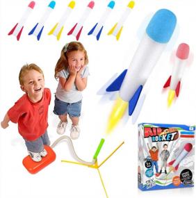 img 4 attached to POKONBOY Outdoor Toy Rocket Launcher Set - Jump Rockets And 6 Rockets Included - Rockets Soar Up To 100 Feet - Perfect Gift For Boys And Girls, Ages 3 And Up