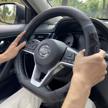 14.5-15 inch d shaped steering wheel cover - great grip, 3d honeycomb anti-slip design & flat bottom: pinctrot (black/red stitch) logo