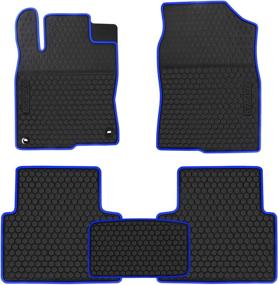 img 4 attached to 🚗 Custom Fit Rubber Car Floor Mat for Honda Civic 10th Generation 2016-2021, All Weather Protection, Heavy Duty & Odorless, Black/Navy Blue Auto Floor Liners - HD-Mart