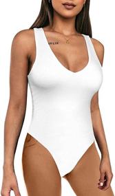 img 3 attached to LAGSHIAN Bodycon Sleeveless Leotrad Bodysuit Women's Clothing via Bodysuits