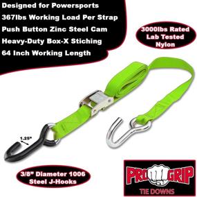 img 2 attached to Progrip Powersports Motorcycle Tie Down Straps Lab Tested (4 Pack) Green