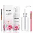 fanmin eyelash extension cleanser 60ml kit with 2 brushes + rinse bottle - paraben & sulfate free, foaming makeup remover for extensions, salon and home use logo