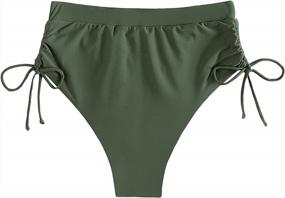 img 4 attached to Flirty & Flattering: Milumia'S Ruched Tie-Side High Waisted Bikini Bottoms For Women