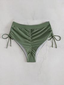 img 1 attached to Flirty & Flattering: Milumia'S Ruched Tie-Side High Waisted Bikini Bottoms For Women