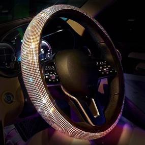 img 4 attached to Full Sparkly Rhinestone Car Steering Wheel Cover Universal Diamond Steering Wheel Cover Auto Car Styling Interior Decor Accessories (White Diamond)