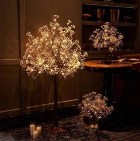 img 2 attached to Hairui Lighted Gypsophila Tree 4FT 90 LED Artificial Baby Breath Flowers With Lights For Wedding Party Winter Christmas Holiday Decoration