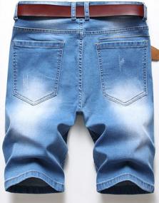 img 3 attached to Stylish Distressed Ripped Biker Jeans For Men - Slim Fit, Stretchy Moto Denim Shorts