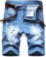 stylish distressed ripped biker jeans for men - slim fit, stretchy moto denim shorts logo