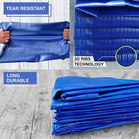 img 1 attached to TUFFPAULIN 9FT X 6FT 12 MIL Blue Extra Heavy Duty Strong Tarpaulin: Weatherproof, Metal Grommets, 3D Rib Technology, 6 Layer MLCL Technology