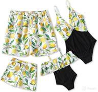 stylish coconut tree print mommy and me swimsuit set for family matching beach fun logo