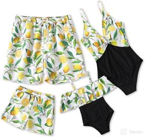 img 4 attached to Stylish Coconut Tree Print Mommy and Me Swimsuit Set for Family Matching Beach Fun