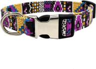 tangpan pet dog art printing canvas collar puppy cat seatbelt with half metal buckle (purple mosaic,m) logo