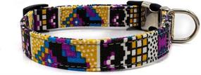 img 3 attached to Tangpan Pet Dog Art Printing Canvas Collar Puppy Cat Seatbelt With Half Metal Buckle (Purple Mosaic,M)