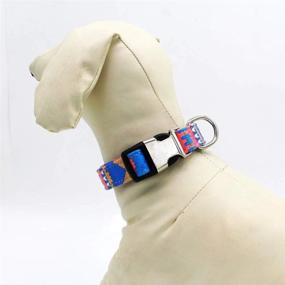 img 1 attached to Tangpan Pet Dog Art Printing Canvas Collar Puppy Cat Seatbelt With Half Metal Buckle (Purple Mosaic,M)