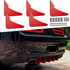 img 4 attached to 🔴 Enhance Your Dodge Challenger's Look with Rear Diffuser V3 5 Fins Set - Fits 2015-2022 Stock Rear Bumper, Red Diffuser Shark Fins