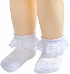img 2 attached to Pack Of 2/3/4/6 Baby-Girls Eyelet Frilly Lace Socks For Newborn, Infant, Toddler, And Little Girls