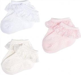 img 4 attached to Pack Of 2/3/4/6 Baby-Girls Eyelet Frilly Lace Socks For Newborn, Infant, Toddler, And Little Girls