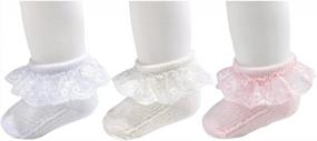 img 3 attached to Pack Of 2/3/4/6 Baby-Girls Eyelet Frilly Lace Socks For Newborn, Infant, Toddler, And Little Girls