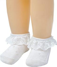 img 1 attached to Pack Of 2/3/4/6 Baby-Girls Eyelet Frilly Lace Socks For Newborn, Infant, Toddler, And Little Girls