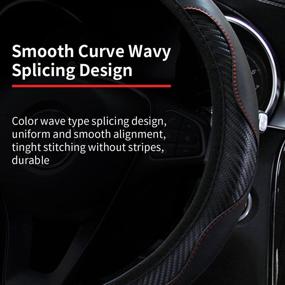 img 1 attached to 🚗 Universal Stretchy PU Leather Car Steering Wheel Cover for Men and Women - Anti-Slip Stitching, 15 Inch Fit, Interior Decoration