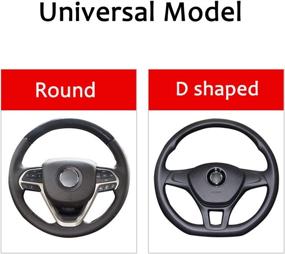 img 3 attached to 🚗 Universal Stretchy PU Leather Car Steering Wheel Cover for Men and Women - Anti-Slip Stitching, 15 Inch Fit, Interior Decoration