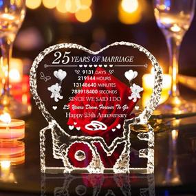 img 3 attached to Crystal Heart 25Th Anniversary Wedding Keepsake Gift For Couple - Husband & Wife Marriage Decoration Present For Parent Friends Celebrating 25 Years Of Marriage