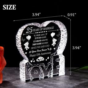 img 2 attached to Crystal Heart 25Th Anniversary Wedding Keepsake Gift For Couple - Husband & Wife Marriage Decoration Present For Parent Friends Celebrating 25 Years Of Marriage