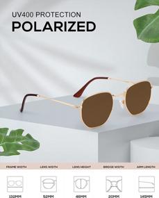 img 2 attached to Polarized UV-Protected Square Sunglasses With Hexagonal Frame For Women And Men By KALIYADI
