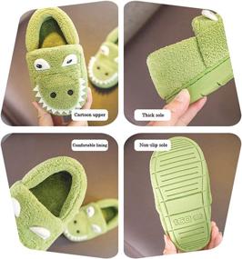 img 3 attached to 🦖 Dinosaur Slippers for Toddlers - Cozy Indoor Bedroom Footwear for Boys