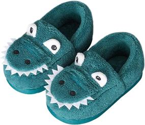 img 4 attached to 🦖 Dinosaur Slippers for Toddlers - Cozy Indoor Bedroom Footwear for Boys