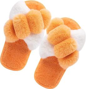 img 1 attached to 🥿 Fuzzy Girls Slippers: Comfy Indoor Outdoor Boys' Fluffy Shoes - Slippers