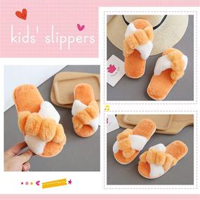 img 2 attached to 🥿 Fuzzy Girls Slippers: Comfy Indoor Outdoor Boys' Fluffy Shoes - Slippers