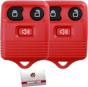 img 2 attached to 🔑 KeylessOption Red 3-Button Keyless Entry Remote Control Key Fob Clicker (Set of 2)