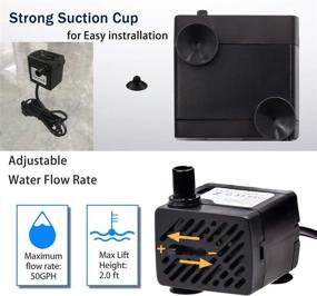 img 1 attached to 50 GPH 3W Mini Submersible Water Pump for Aquariums Fish Tank, Indoor & Outdoor Fountains, Pool, Pond, Statuary, Hydroponics - Wave Maker Pump